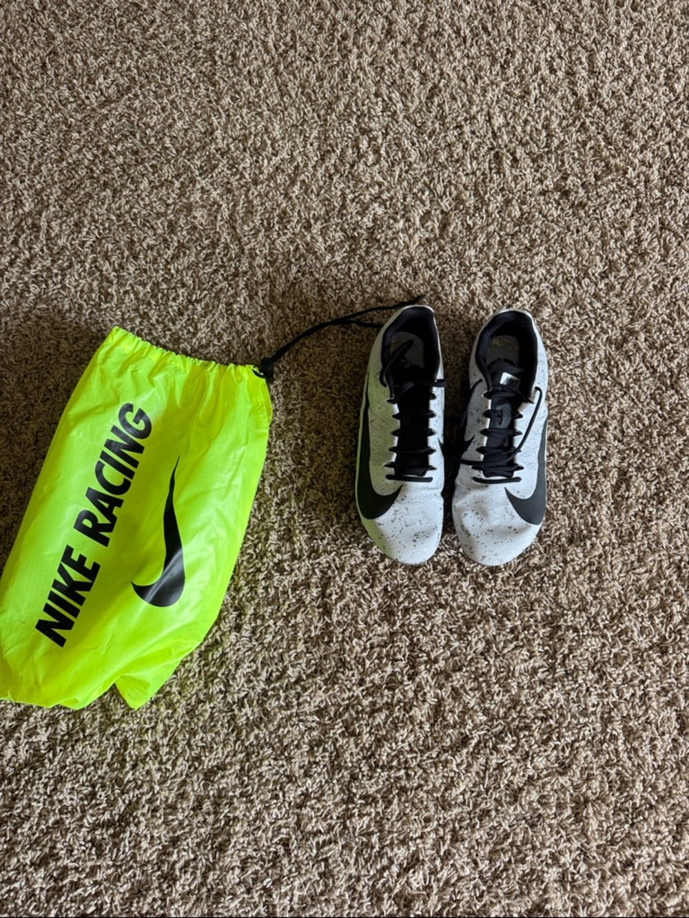 Nike Kids' White and Black Track Spikes